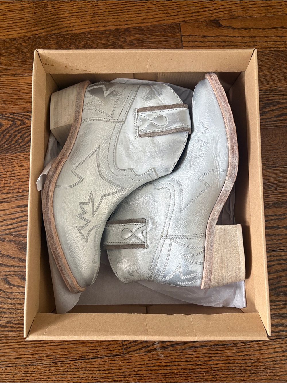Free People Light Gray Western Ankle Booties (Never Worn)